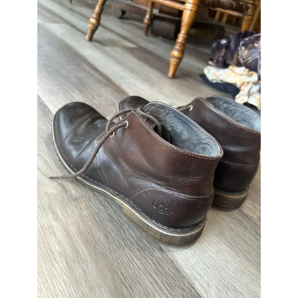UGG Leighton Men's Chukka Boots Brown Leather Desert Ankle Boots casual luxury